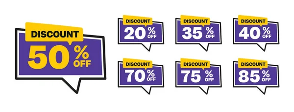 Sale Discount Set Product Emblem Percentage Sell Clearance Sticker Badge — Stok Vektör