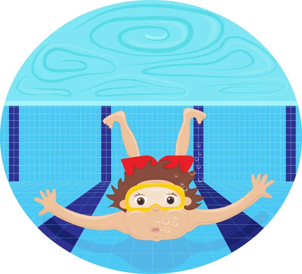 Хлопчик занурюється в басейн — стоковий вектор