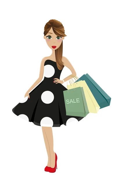 Girl With Shopping Bags — Stock Vector