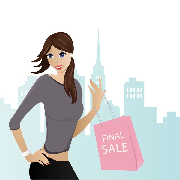 Woman With Shopping Bag — Stock Vector