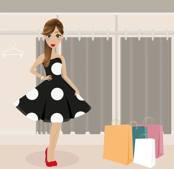 Fashion Girl Shopping — Stock Vector