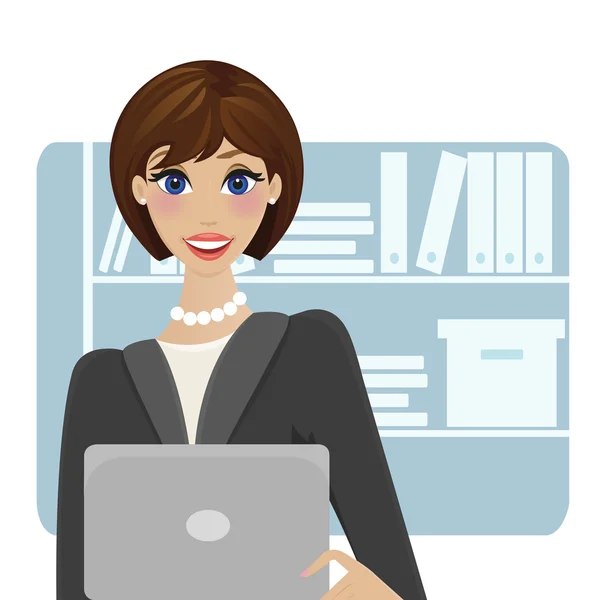 Woman With Laptop — Stock Vector