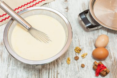 Ingredients for making pancake batter clipart