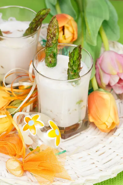 Spargel-Panna-Cotta — Stockfoto