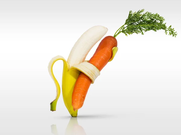香蕉、 胡萝卜跳舞为健康 — 图库照片