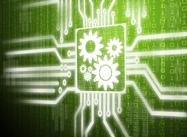 Lcd screen matrix circuit of gear symbol — Stock Photo, Image