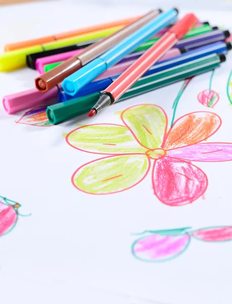 Pens color on artwork — Stock Photo, Image