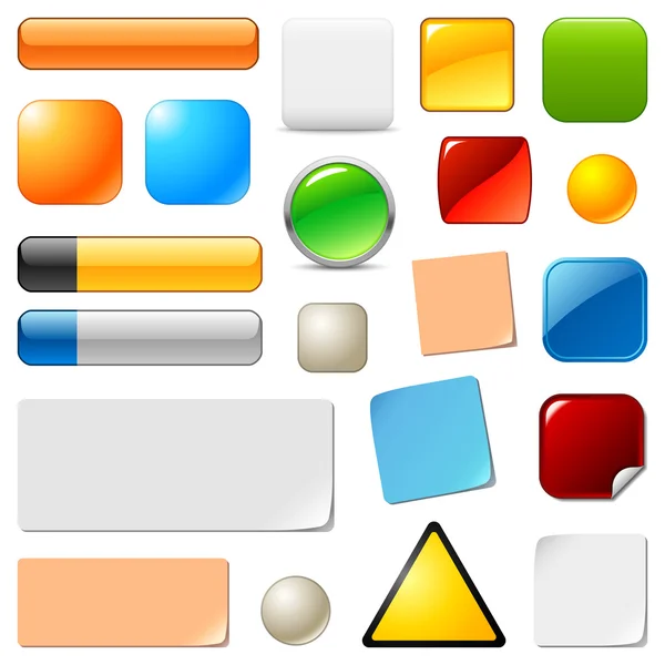 Blank web buttons and stickers. Vector templates set — Stock Vector