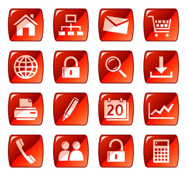 Webové ikony, tlačítka. červená řada 1 — Stockový vektor
