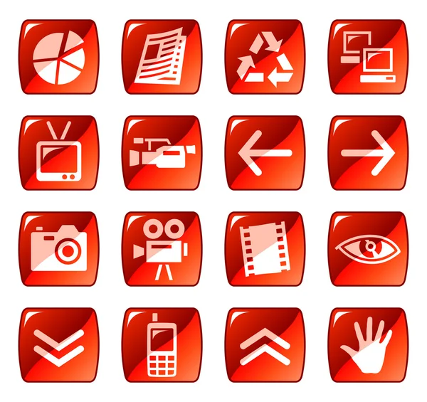 Web icons, buttons. Red series 4 — Stock Vector