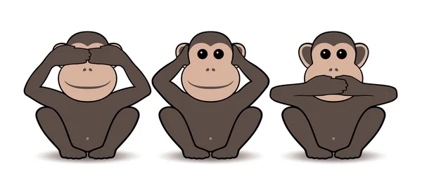 3 현명한 원숭이 — 스톡 벡터