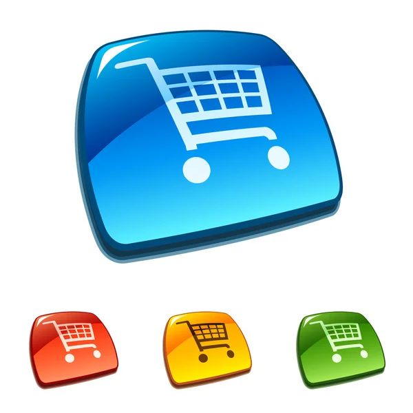 Shopping cart icon on web button — Stock Vector