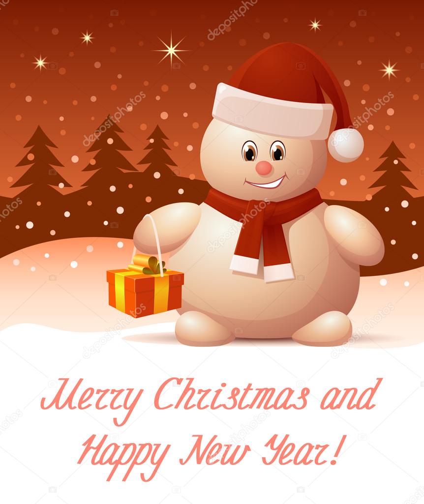 Merry Christmas and Happy New Year. Greeting card