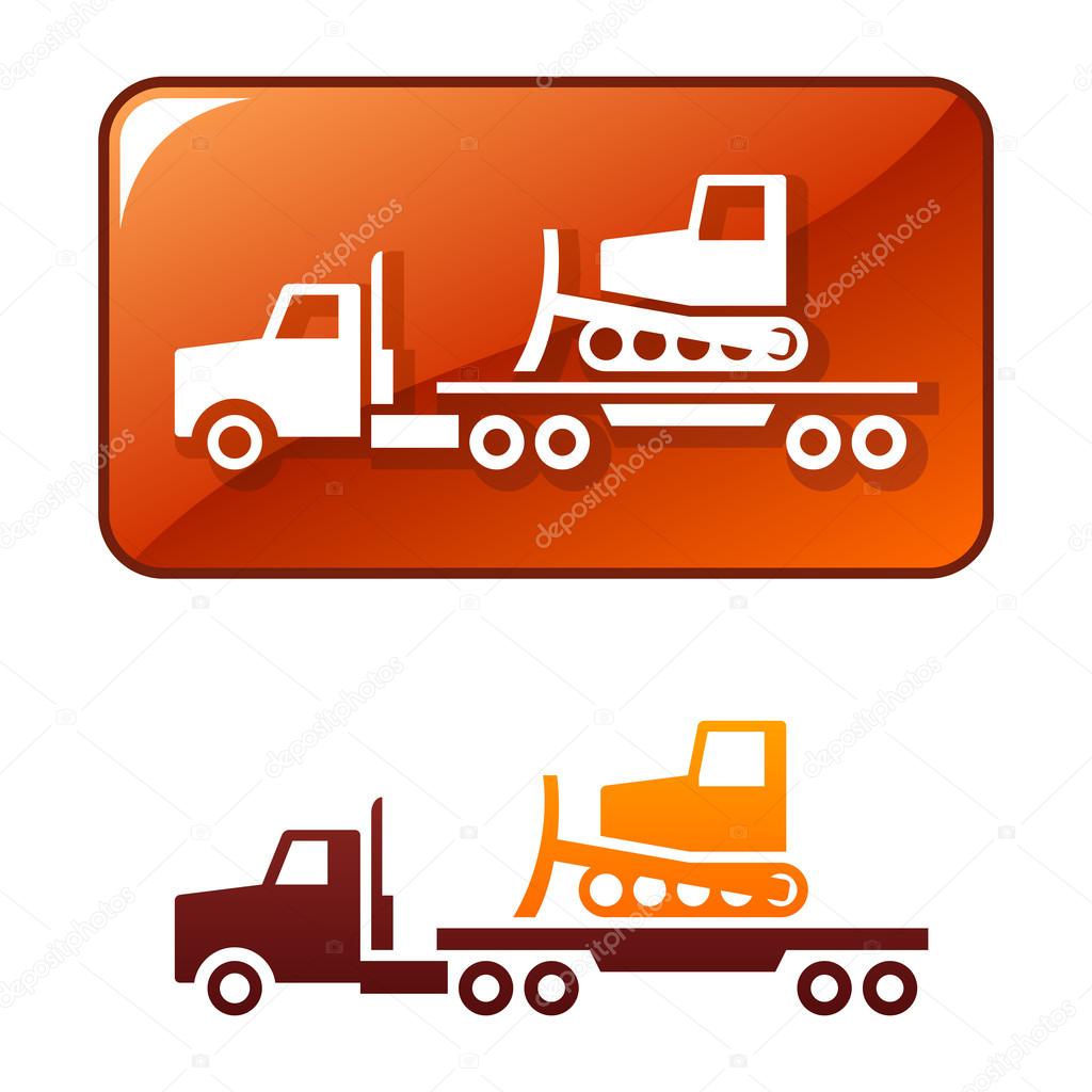 Truck transporting the bulldozer