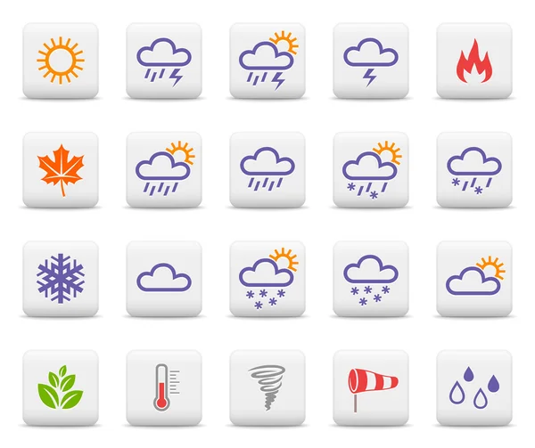 Clima y estaciones icono conjunto — Vector de stock