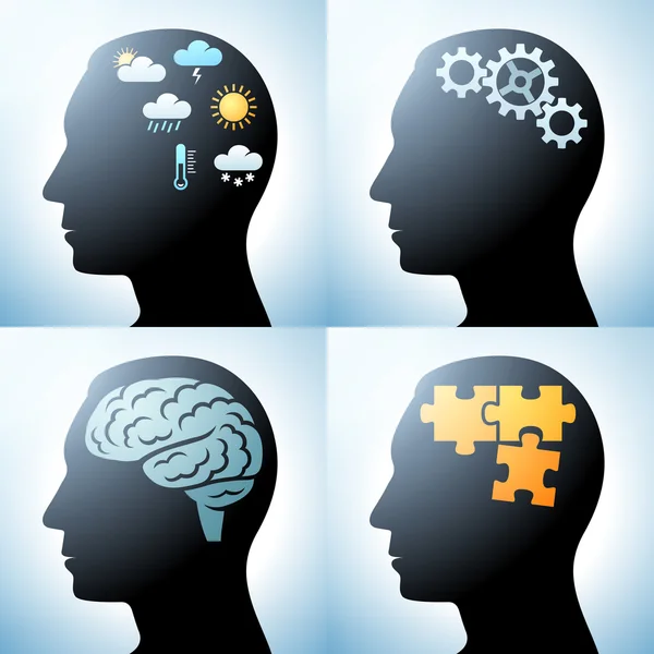 Beyin kavramları ile insan kafası — Stok Vektör