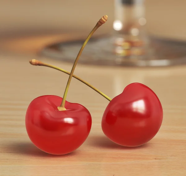 Två röda körsbär — Stockfoto