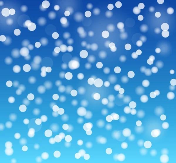 Copos de nieve bokeh fondo azul — Vector de stock