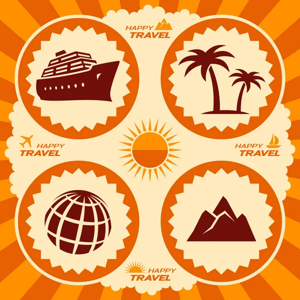Travel icons in poster design — Stock Vector