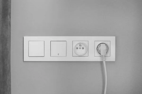 Sockets Next Bed Switches Sockets Electrical Planning Convenient Euro Sockets — ストック写真