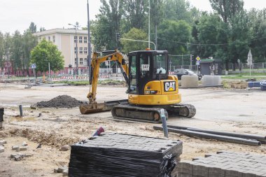 Warszaw, Poland - August, 2022: construction of roads, tramways