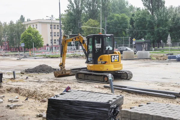 Warszaw, Poland - August, 2022: construction of roads, tramways
