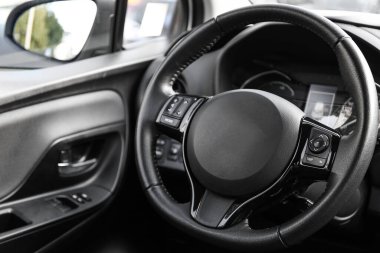 wheel in a car, inside view