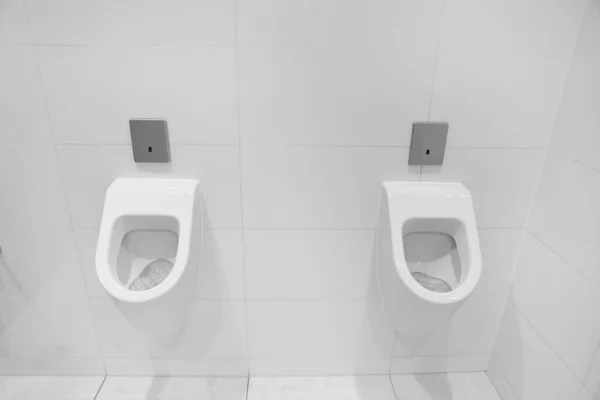 Two White Man Urinals Public Toilet — Stok Foto