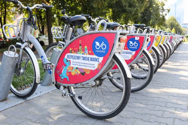 Warszaw, Poland - August, 2022: Nextbike - bike sharing systems. Bicycle rental system. Ecologically clean transport. bicycle sharing. Modern city transport