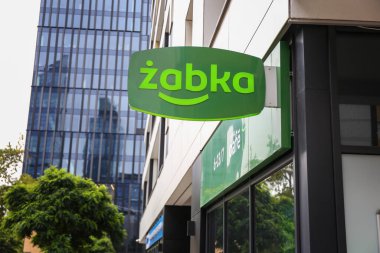 Warszaw, Poland - August, 2022: Zabka shop sign
