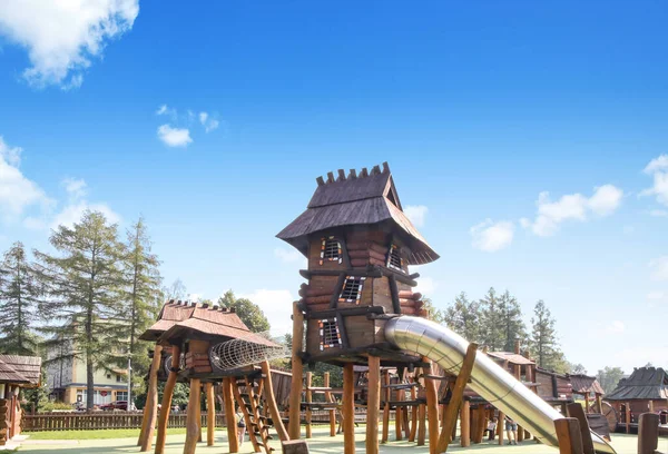 Parco Giochi Completamente Legno Materiale Ecologico Naturalezza — Foto Stock