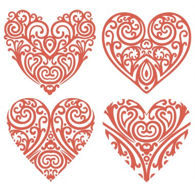 Decorative-hearts-set clipart