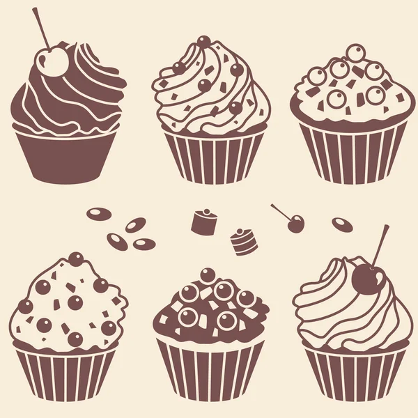 Cakes silhouette set — Stock Photo, Image