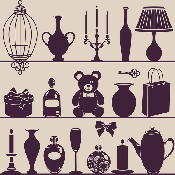 Silhouettes of interior things — 图库照片