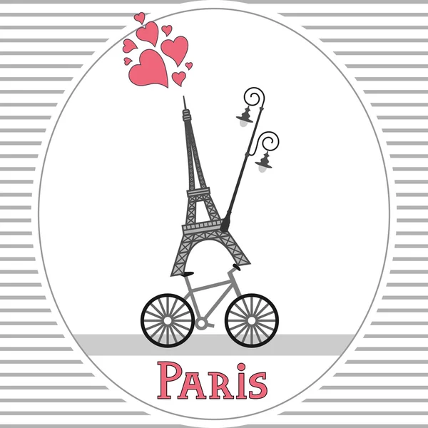 Tarjeta de bicicleta París — Vector de stock