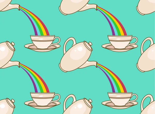 Patrón de té arco iris — Vector de stock