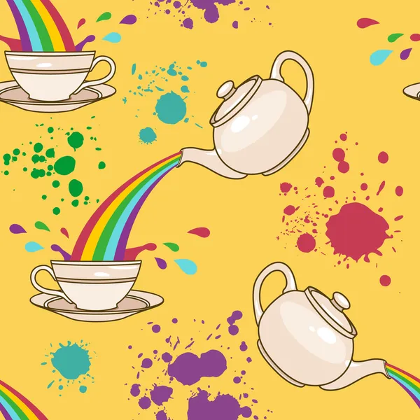 Rainbow tea splash pattern — Stock Vector