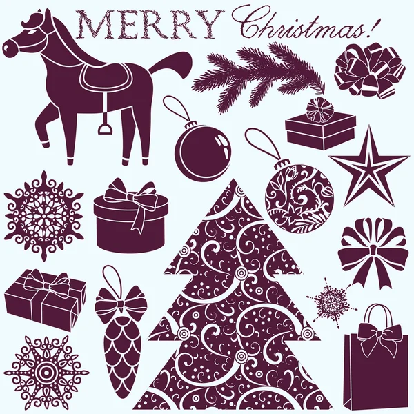 Kerstmis silhouettes set — Stockvector