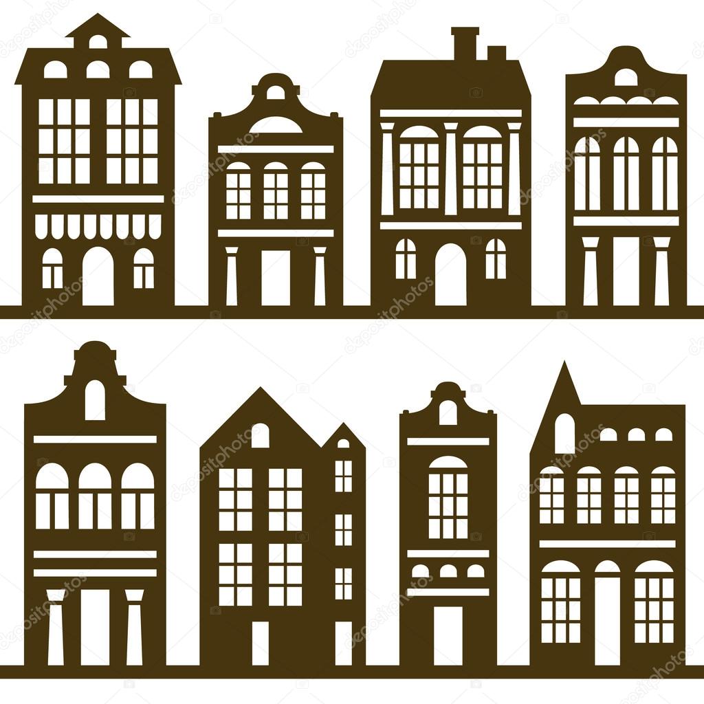 houses silhouette set