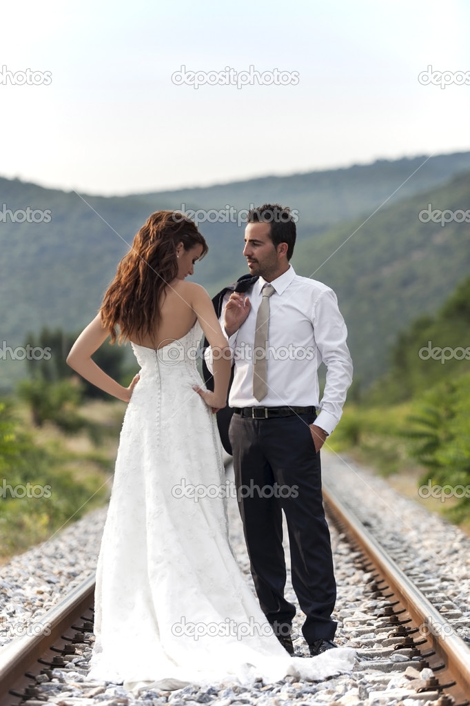 Bride and groom in nature
