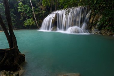 Erawan Şelalesi, Tayland 'daki güzel şelale derin ormanı.