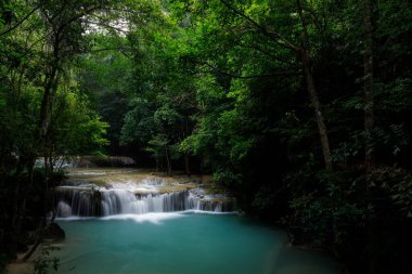 Erawan Şelalesi, Tayland 'daki güzel şelale derin ormanı.
