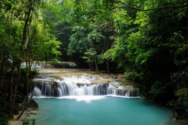 Erawan Şelalesi, Tayland 'daki güzel şelale derin ormanı.