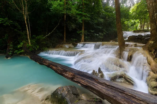 Cascada Erawan Hermoso Bosque Profundo Cascada Tailandia — Foto de Stock