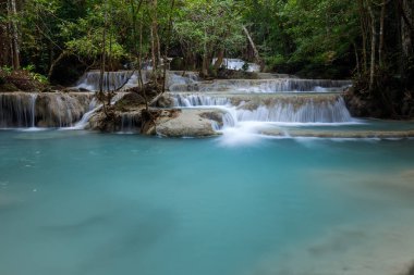 Erawan Şelalesi, Tayland 'daki güzel şelale derin ormanı.