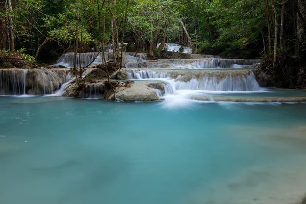 Erawan Waterfall Beautiful Waterfall Deep Forest Thailand — Stock Photo, Image