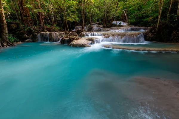 Cascada Erawan Hermoso Bosque Profundo Cascada Tailandia —  Fotos de Stock