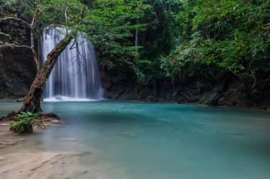 Erawan Şelalesi, Tayland 'daki güzel şelale derin ormanı.