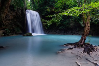 Erawan Şelalesi, Tayland 'daki güzel şelale derin ormanı.