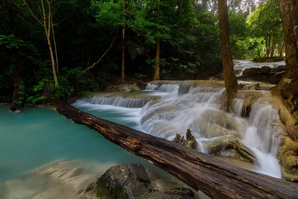 Erawan Wodospad Piękny Wodospad Głęboki Las Tajlandii — Zdjęcie stockowe